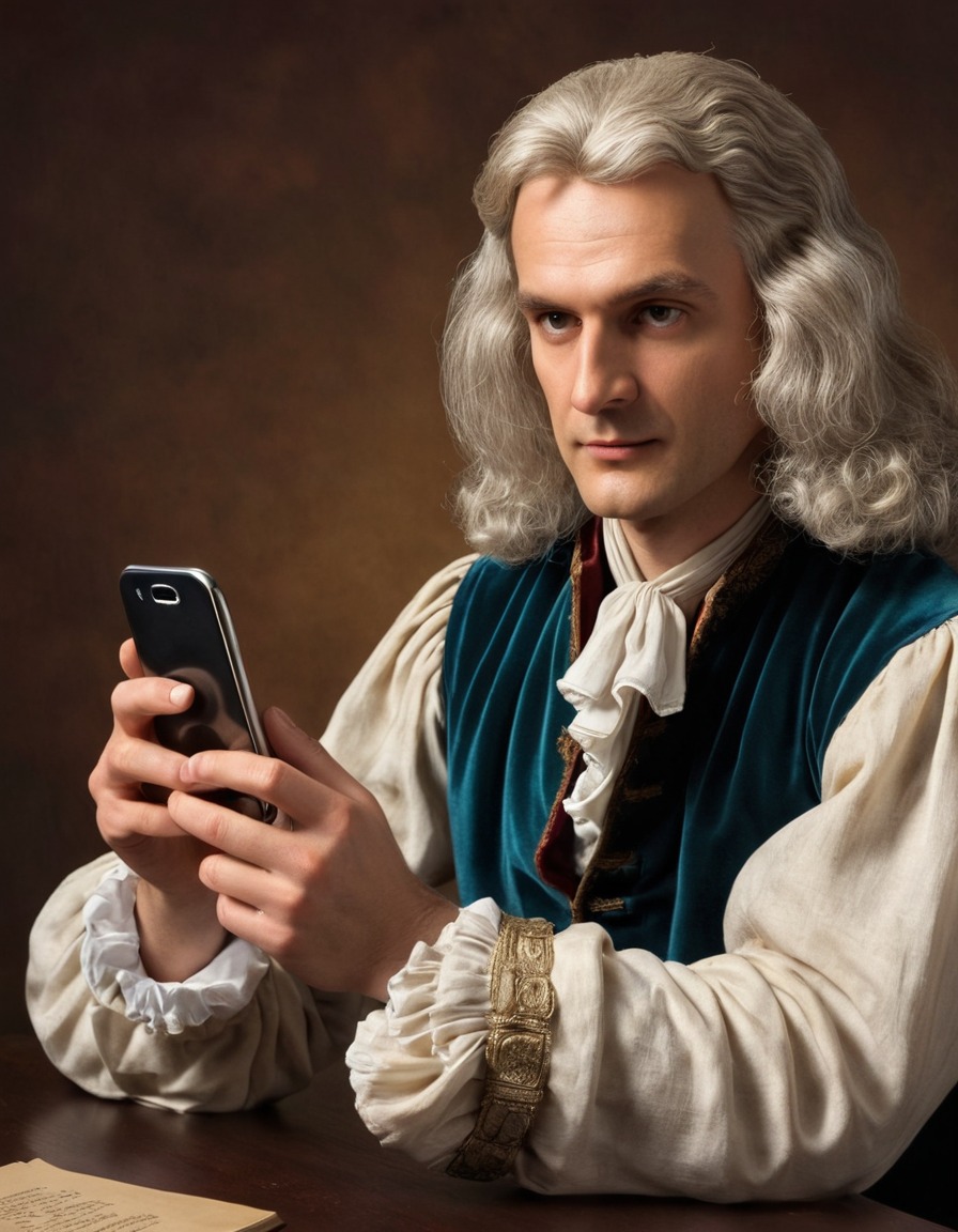 isaac newton, smartphone, internet, technology