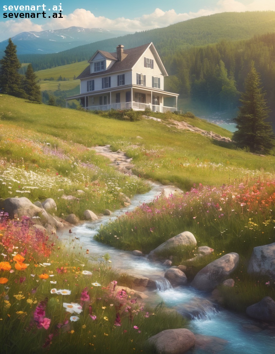 nature, dreamy, house, meadow, serene, home