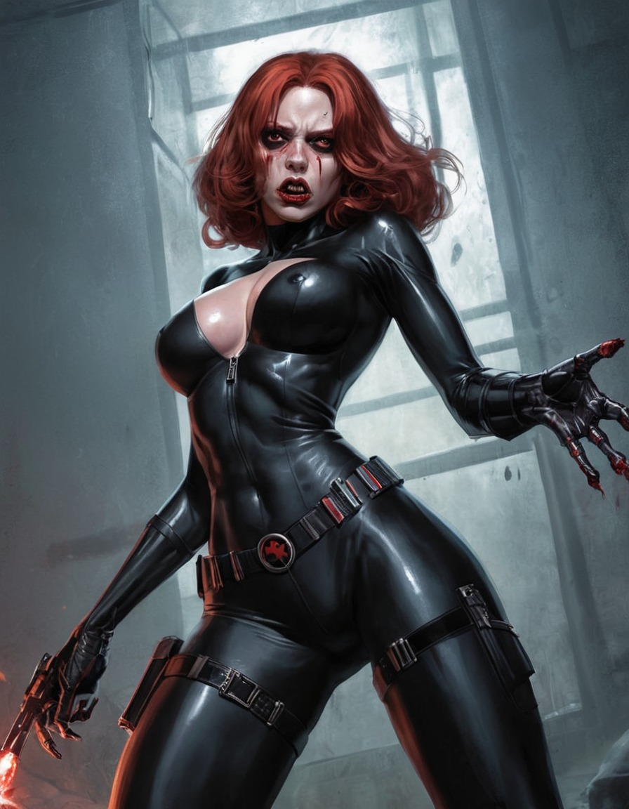 zombie, black widow (marvel comics), undead, superhero, marvel, comics