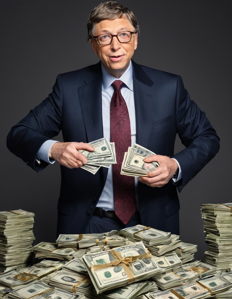 bill gates, oversized suit, money, humor, wealthy, comical, fat