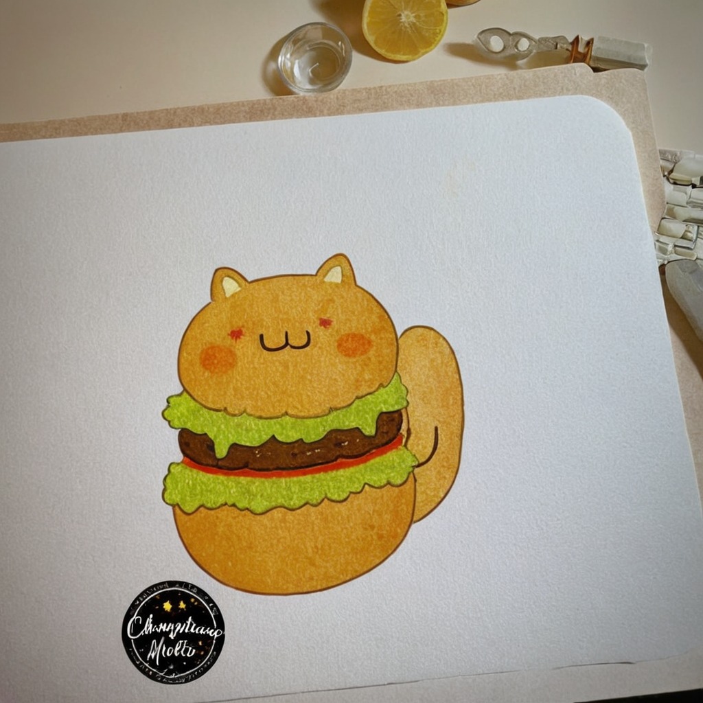 kitty, traditionalart, cat, cartoon, oilpainting, catburgertutorial