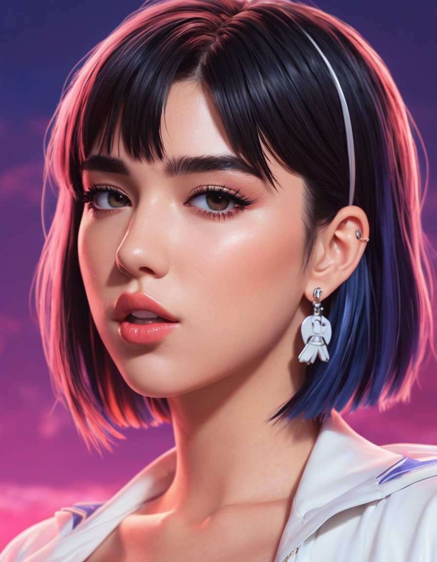 dua lipa, anime, music artist, pop singer, celebrity, fan art, character design