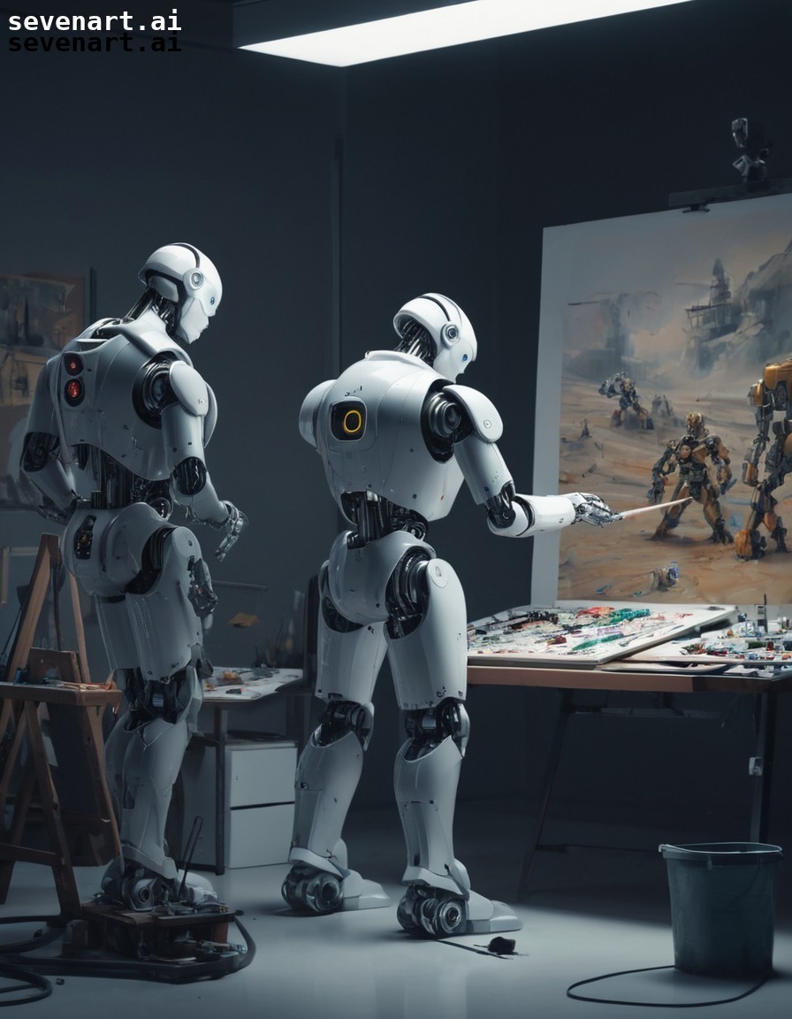 robot, artist, creation, studio, masterpiece, robots