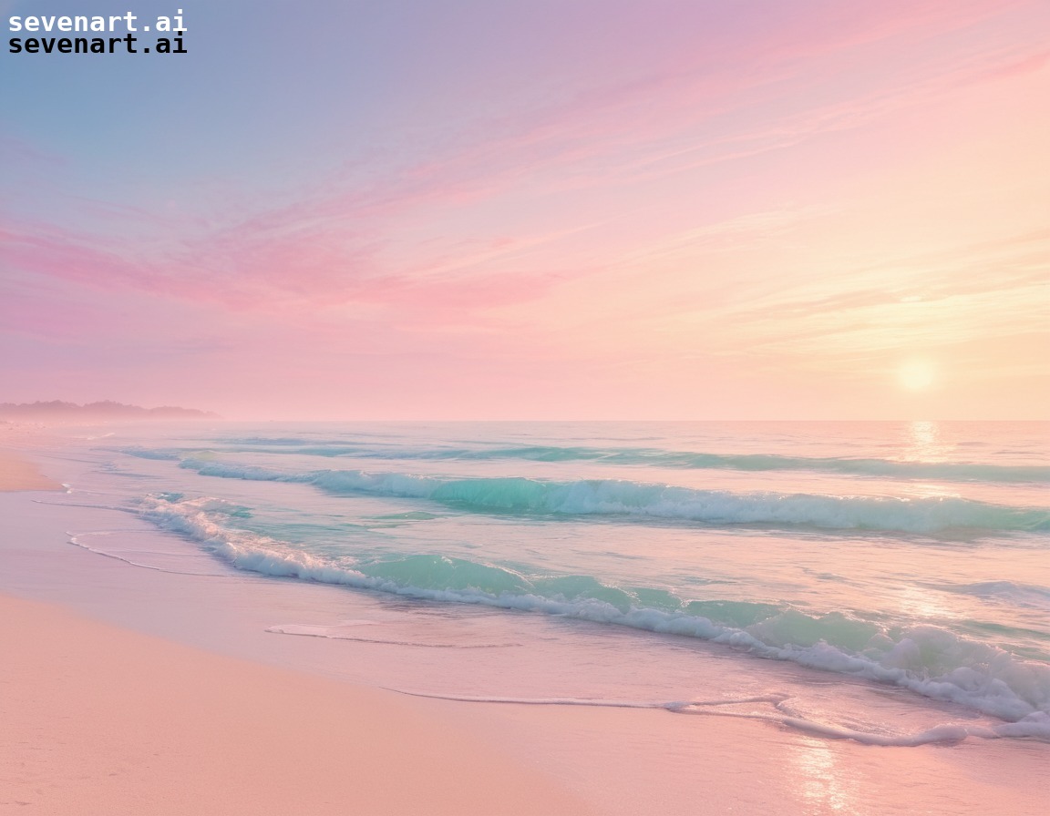 beach, sunrise, serene, pastel colors, relaxation, nature