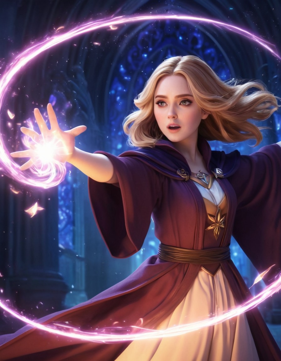 adele, sorceress, spellcasting, magical energy, fantasy, power, mysticism, anime