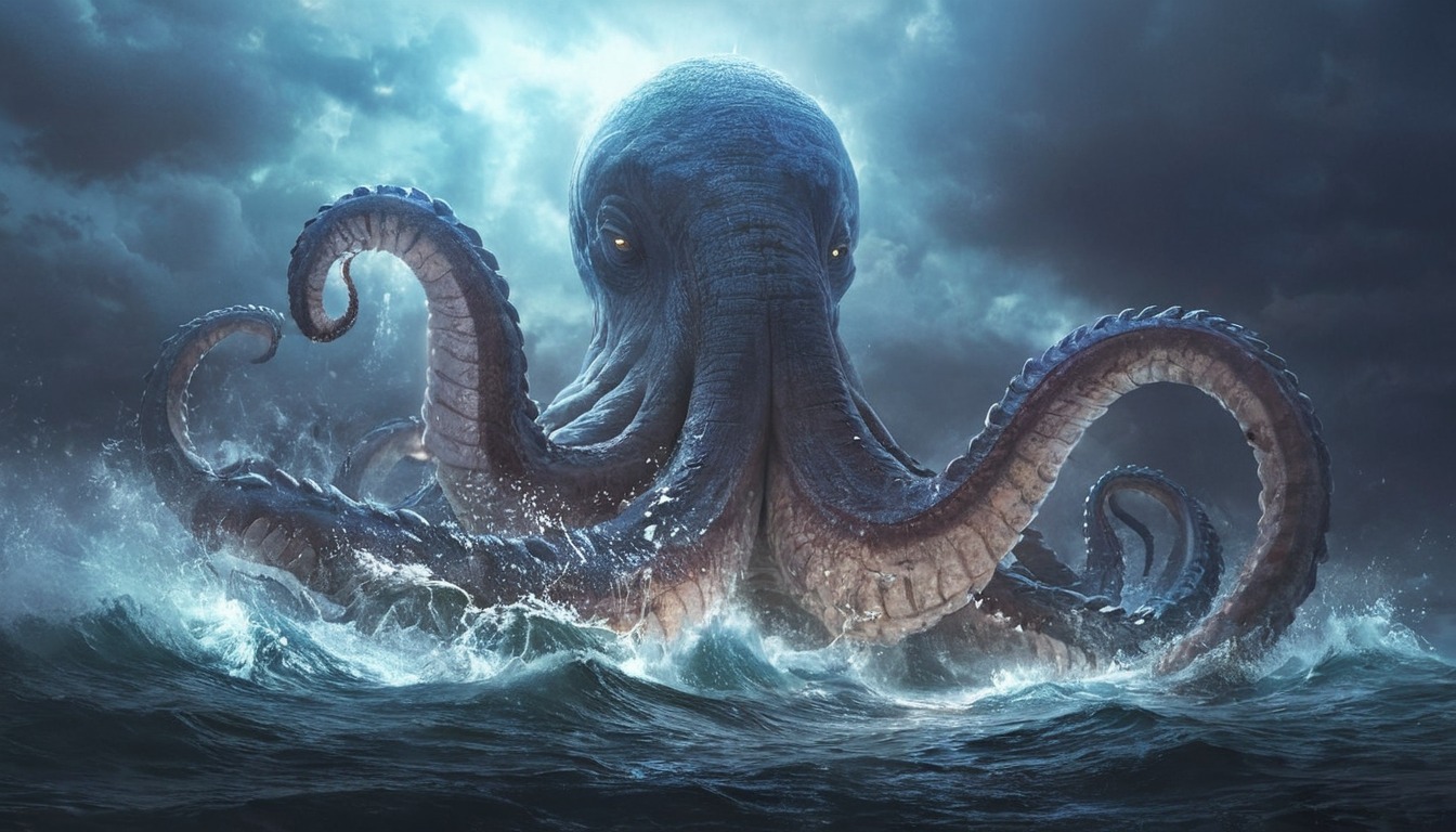 fantasyart, digitalpainting, monster, creature, sea, octopus, digitalart, horror, fanart, epic, artforsale, beast, dnd, fantasy, fantasycharacter, myth, squid, dndcharacters, adoptableoc, adoptablesopen, dailychallenge, adoptai, aiadoptable, midjourney, midjourneyart, midjourneyartwork