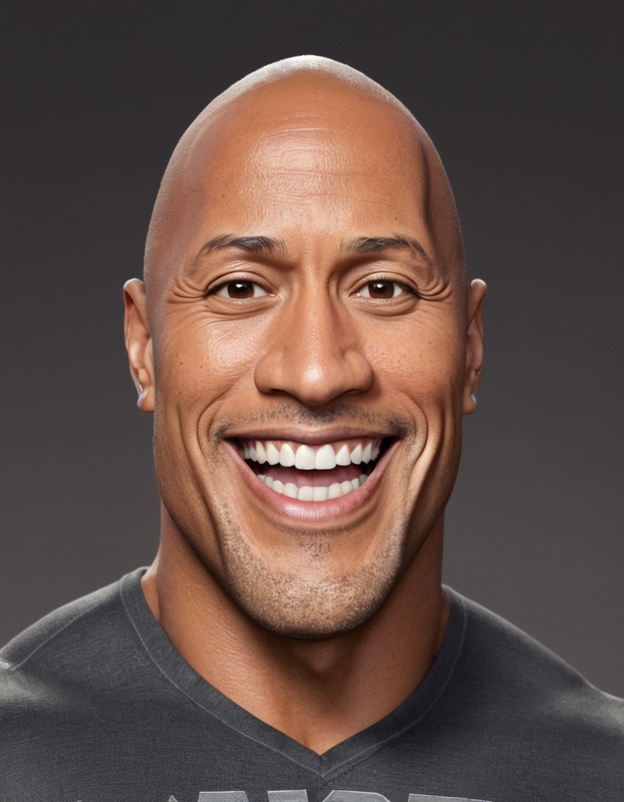 dwayne 'the rock' johnson, the rock, celebrity, caricature, big head, crazy smile, entertainment