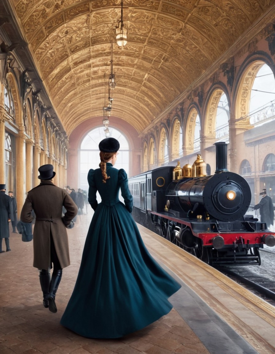 anna karenina, leo tolstoy, novel, literature, train station, encounter, illustration., books