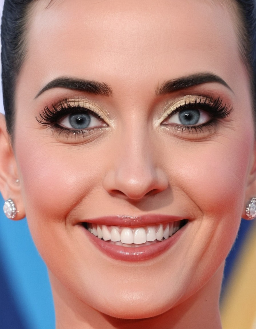 katy perry, big nose, smile, forehead, eyes