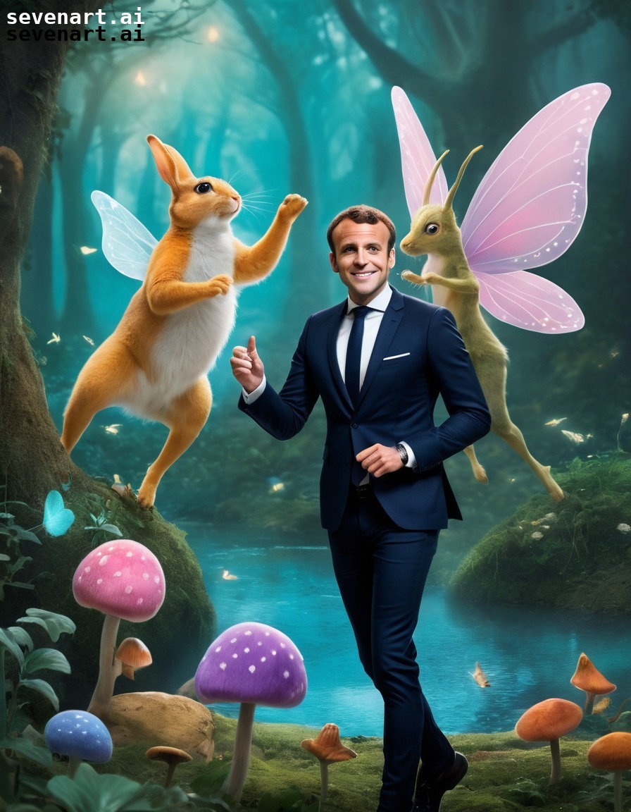 emmanuel macron, fairytale, whimsical, magical creatures, fairies, france