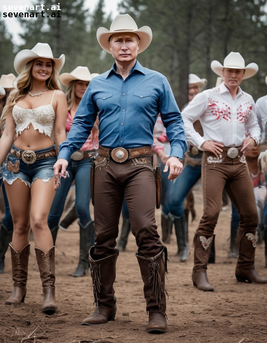 politics, leader, cowboy, line dancing, western, putin, russia, russian president