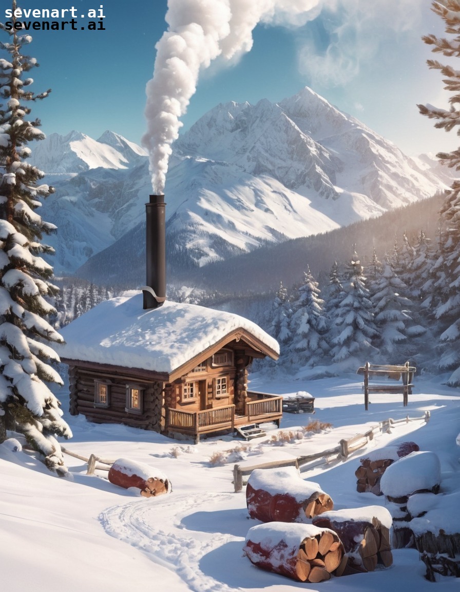 winter, mountains, cabin, cozy, snow, europe