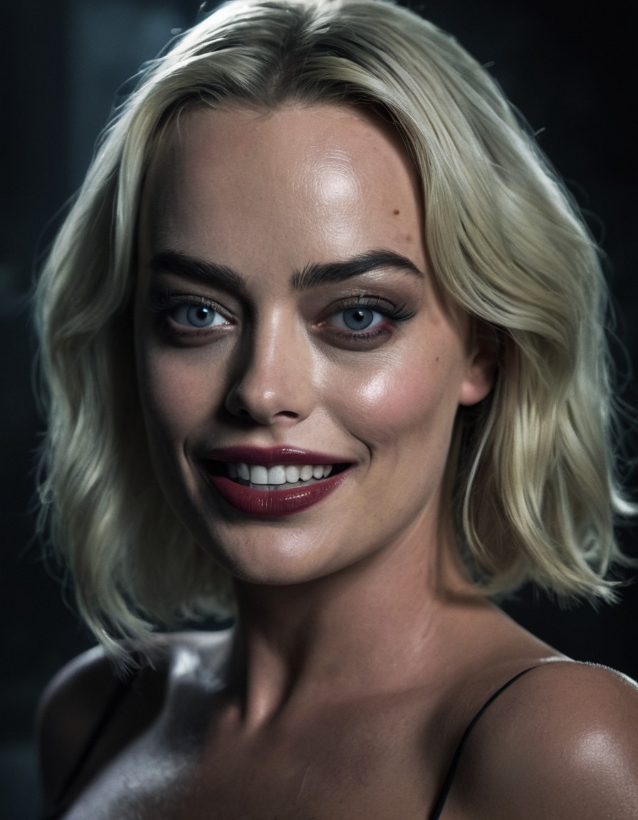 margot robbie, actress, horror, sinister, creepy, shadow, smile