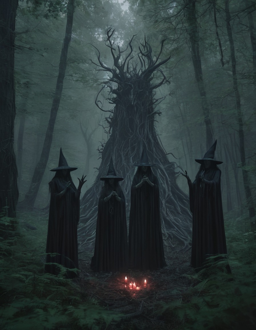 witches, dark ritual, forest, coven, gothic, underground, dark