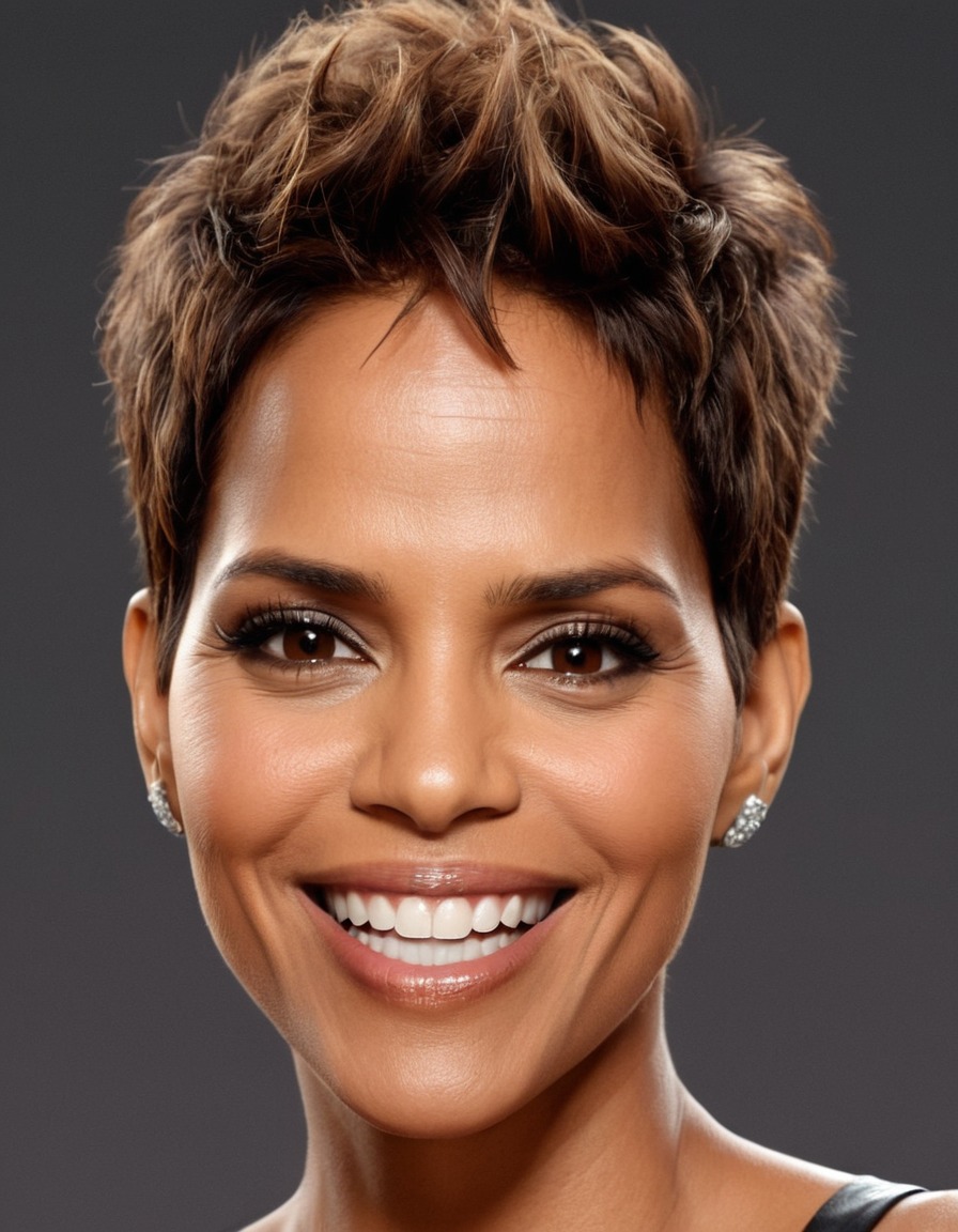 halle berry, celebrity, caricature, actress, big head, crazy smile, humor