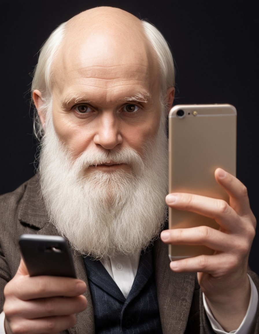 charles darwin, selfie, smartphone, technology