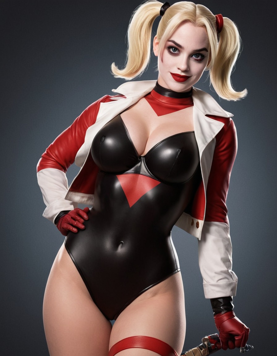 harley quinn, dc comics, character, comic books, cosplay, confident, provocative, sexy, superhero, painted