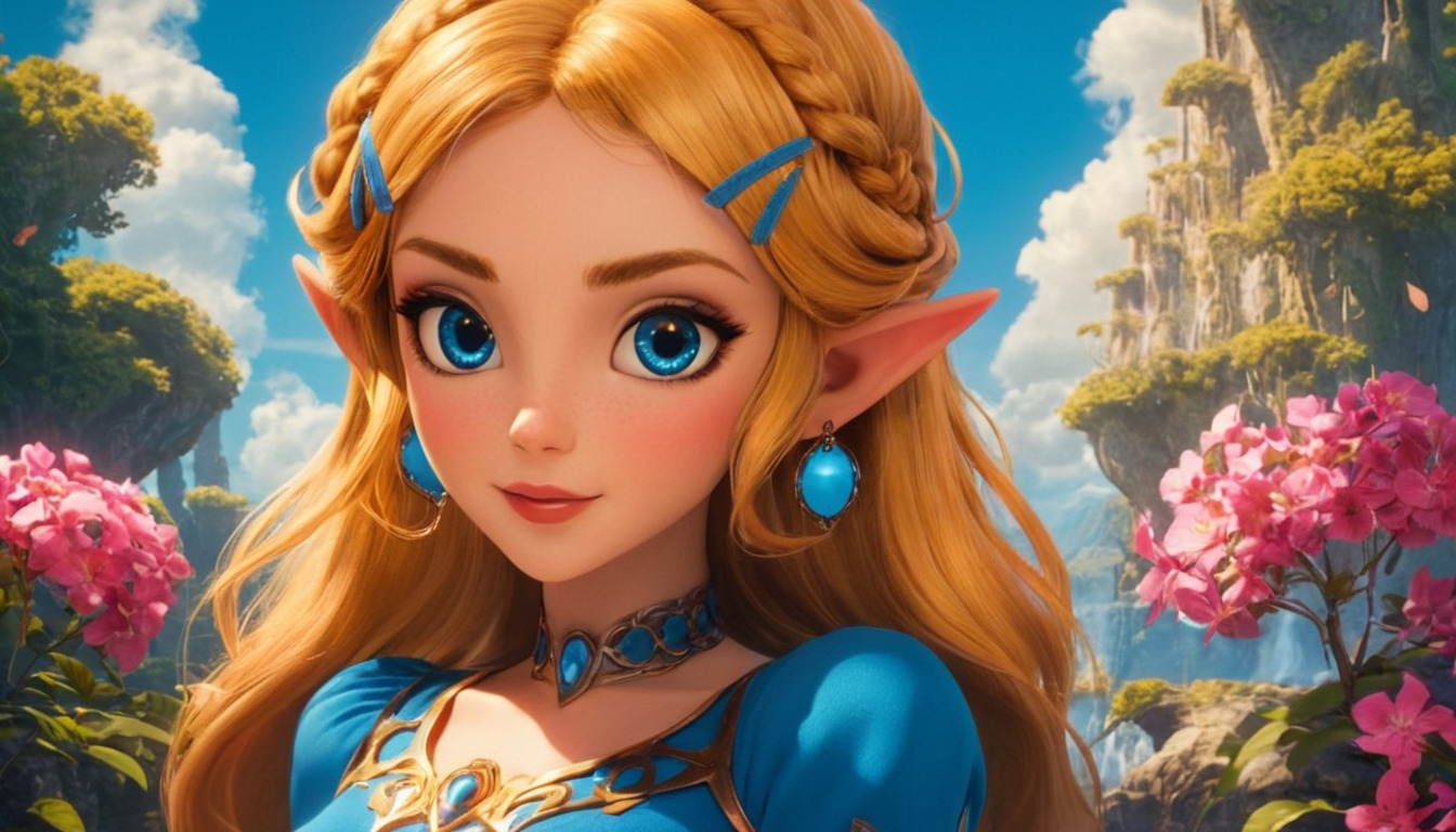 fanart, videogamefanart, princess, digitalart, anime, cartoon, characterdesign, portrait, animegirl, digitalpainting, beauty, blondegirl, blondehair, blueeyedgirl, blueeyes, daytime, fantasyart, fantasycharacter, magic, wallpaper, zelda, dailychallenge, outside, dailychallenges