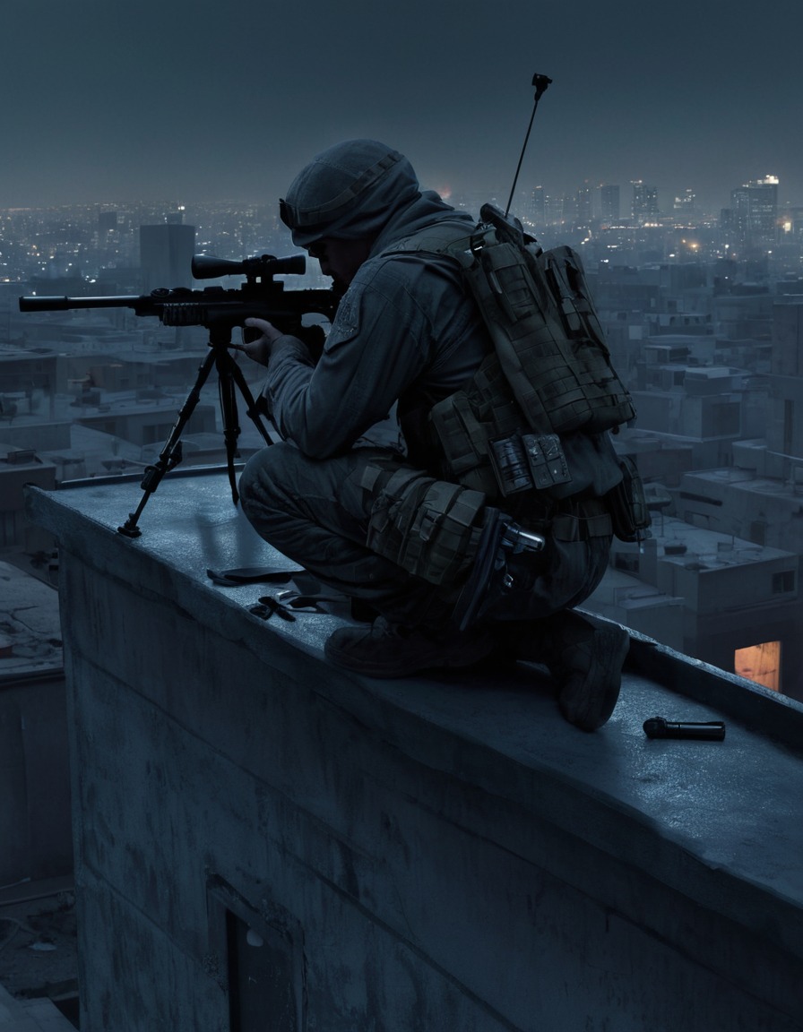 sniper, rooftop, urban warfare, surveillance, warfare, war, usa