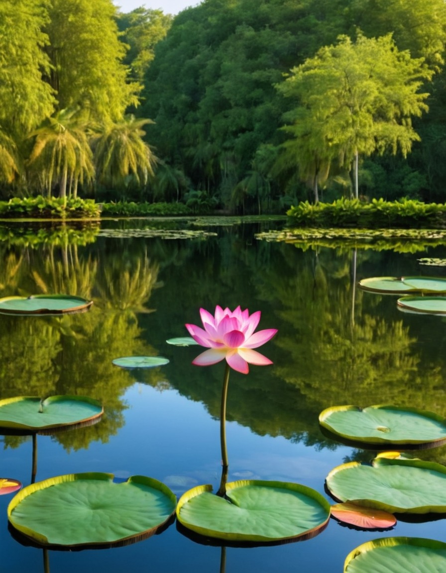 lotus flower, nature, symmetry, vibrant colors, pond, tranquility