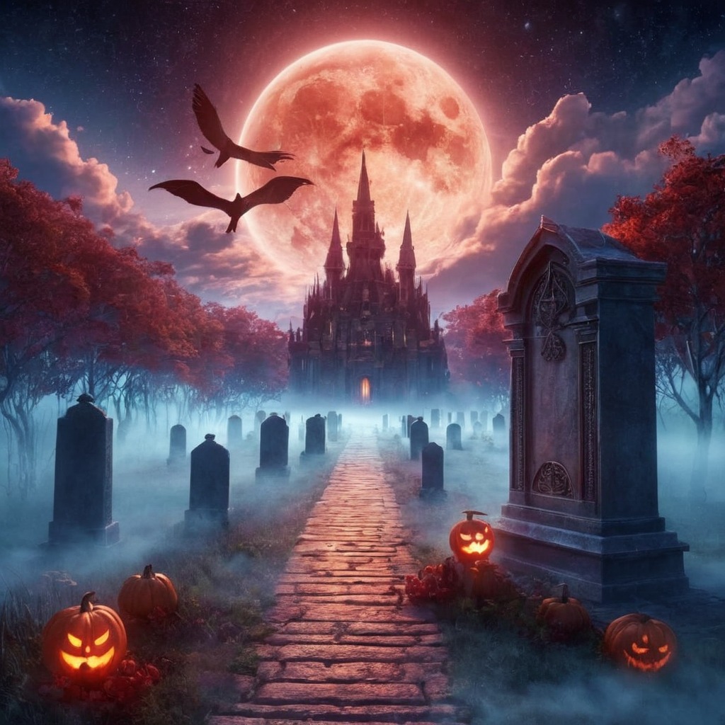 digitalart, horror, spooky, halloween, cemetery, creepy, tombstone