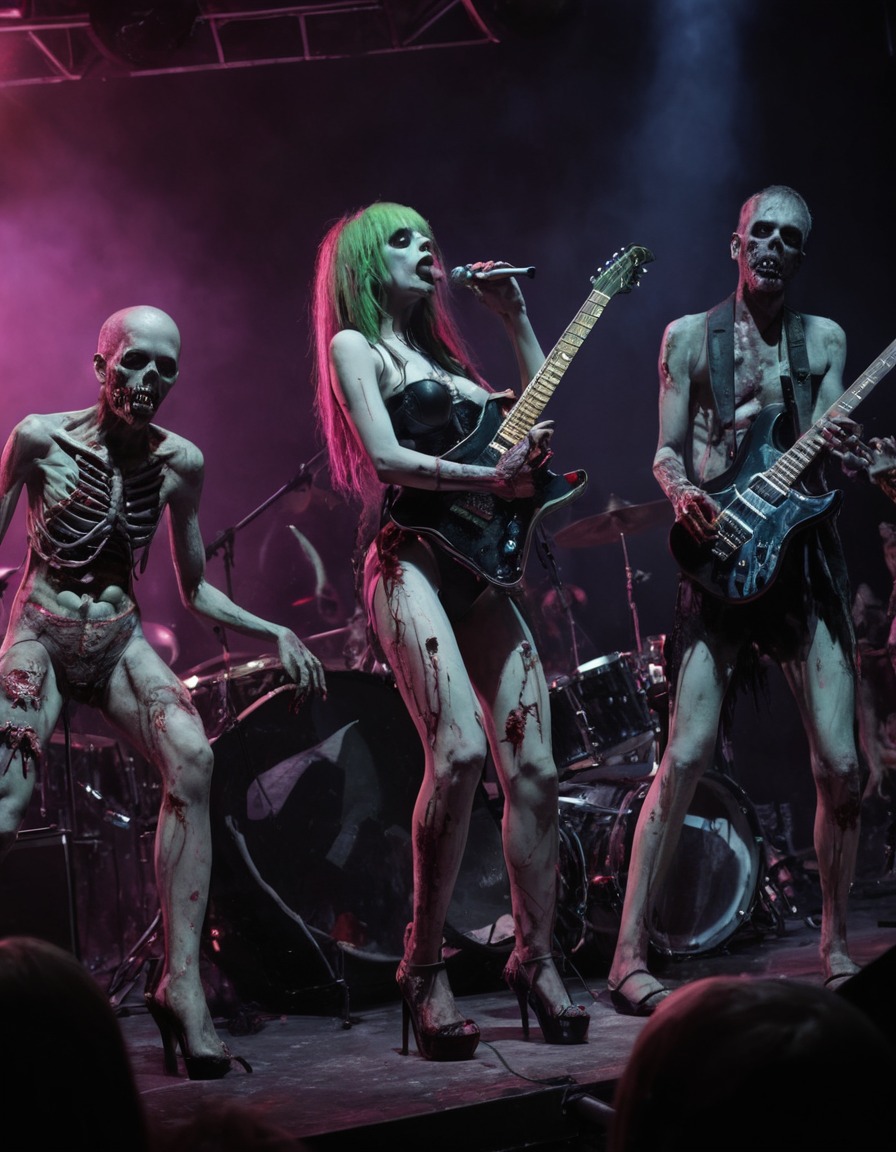 zombie, band, concert, stage