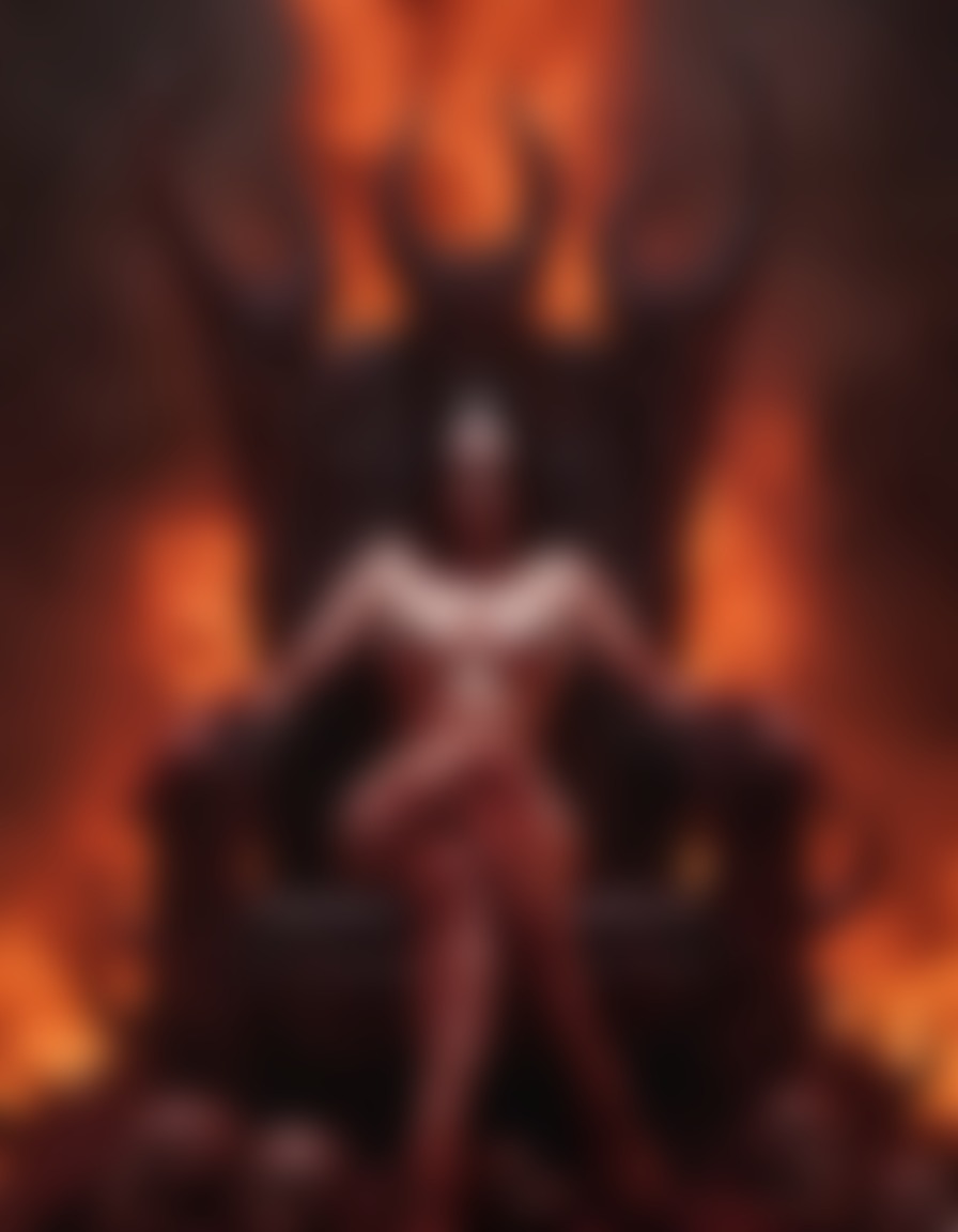 fantasy, demon, seductive, throne, skulls, inferno, demonesse, sexy, nsfw