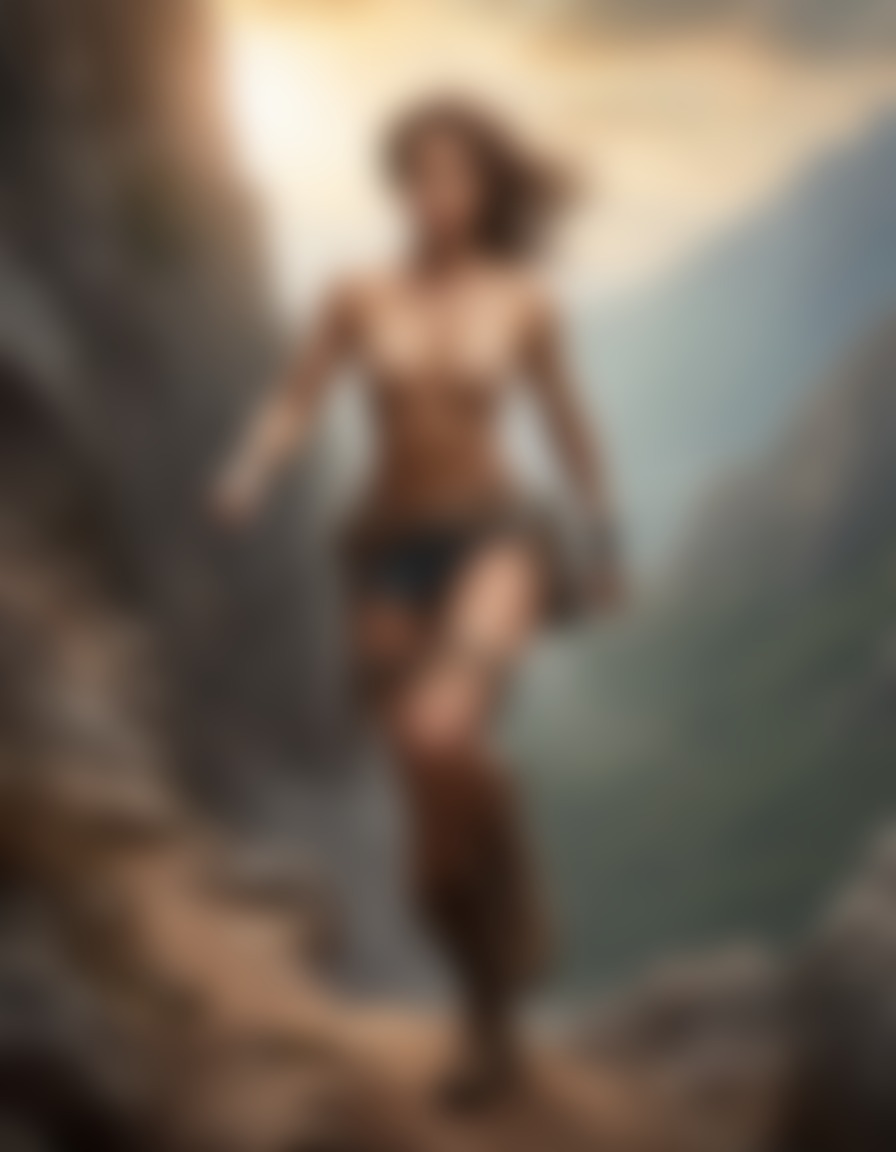 woman, tattered clothes, climbing, rugged, mountain trail, female, sexy