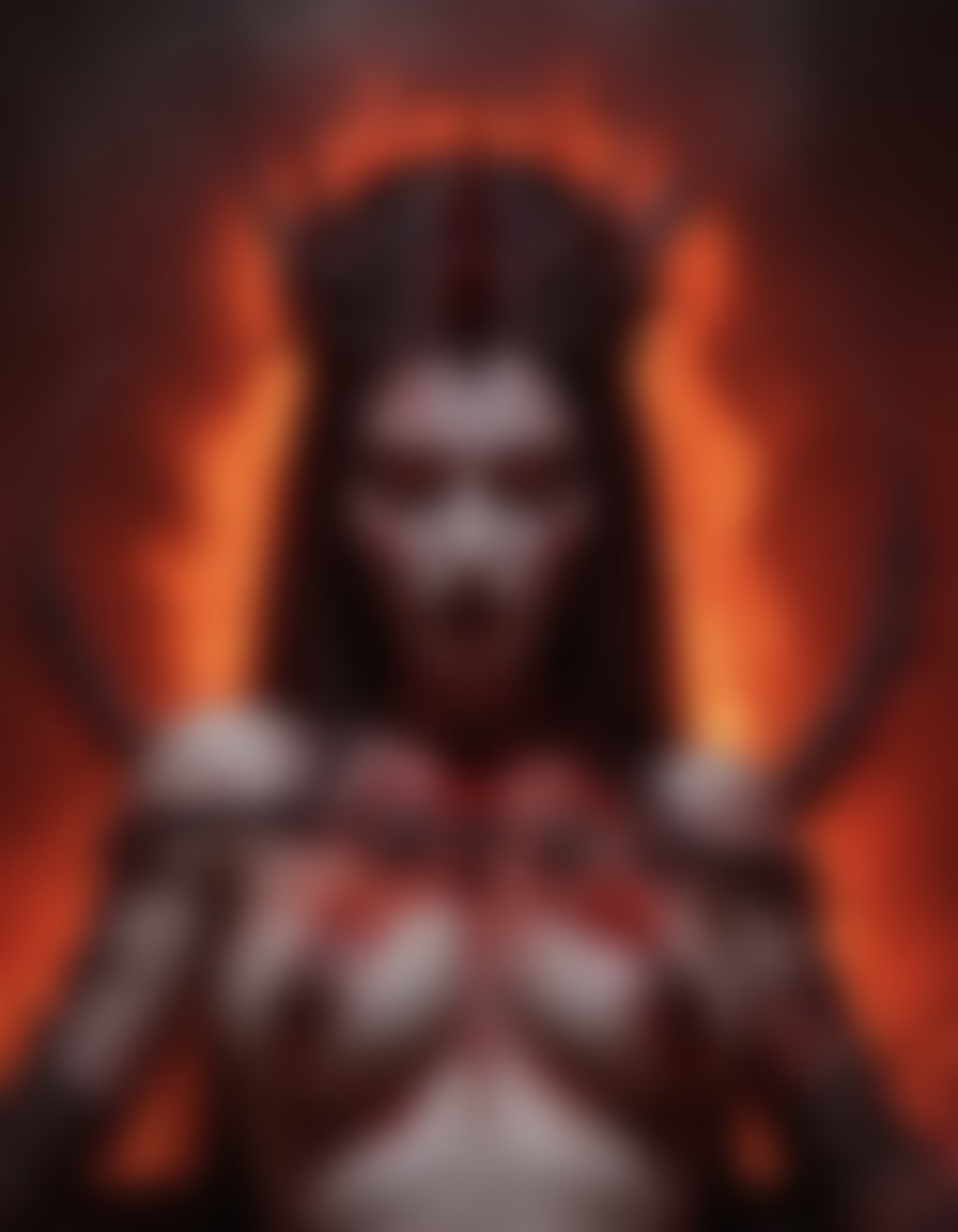 demoness, hell, crown of thorns, ruler, fiery realm, demon, sexy, nsfw, ai, aiart, art, digitalart