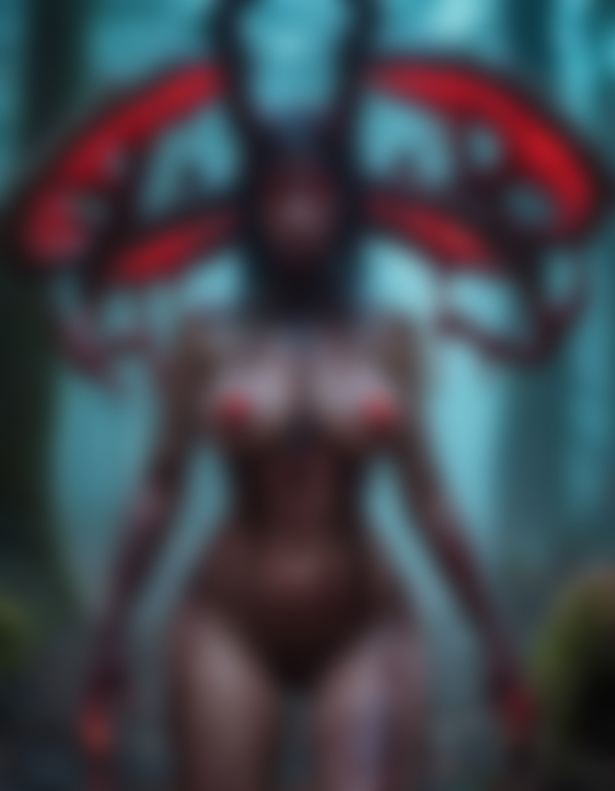 fantasy, demon, forest, glowing mushrooms, magic, seductive, enchanting , demon, demonesse, sexy, nsfw, ai, aiart, art, digitalart