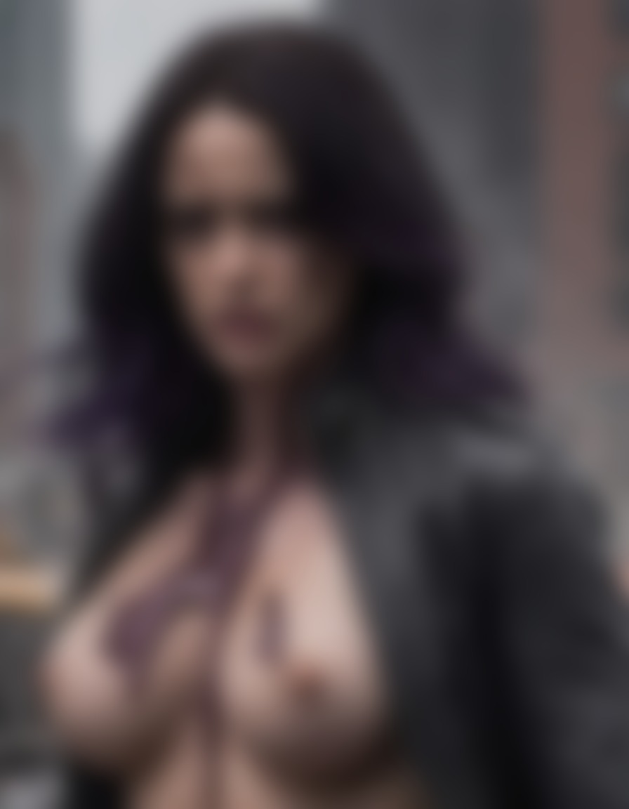 jessica jones, aftermath, fierce battle, torn costume, determined expression, superhero