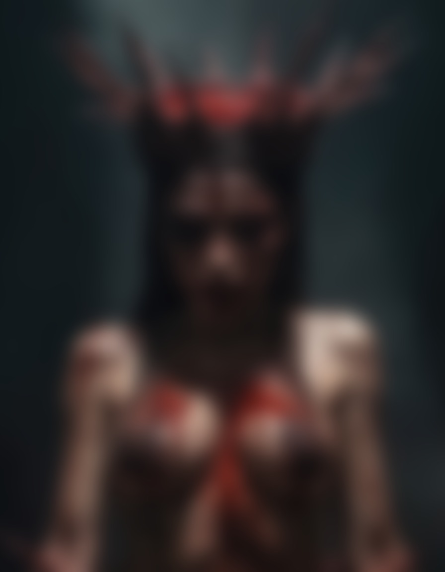 demoness, crown of thorns, blood, damned, hell, horror, religious art, demon, sexy, nsfw	