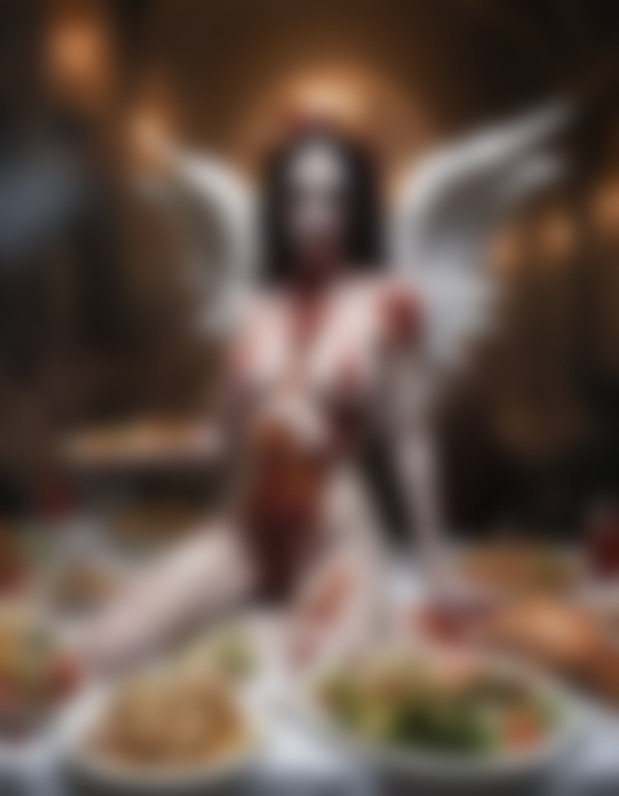 heaven, angels, zombies, female, banquet, food, drink