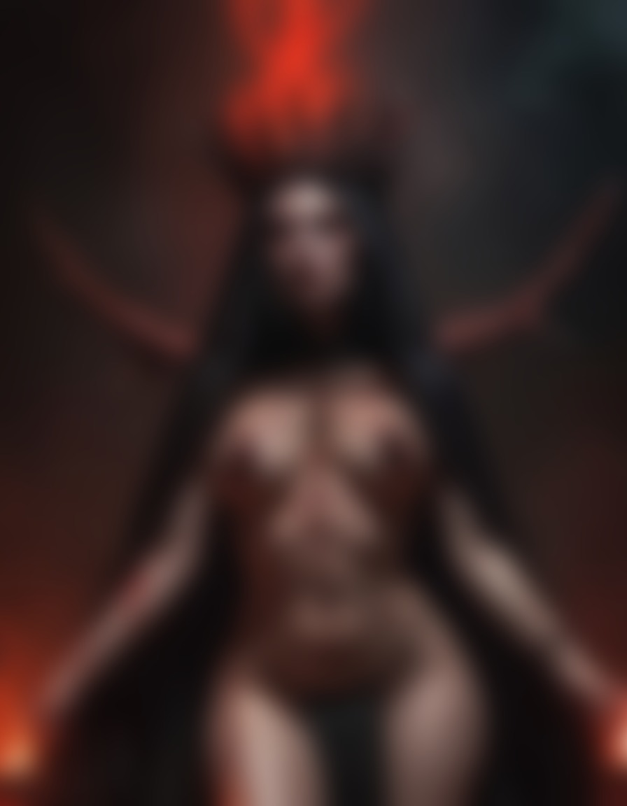 demoness, hell, ritual, crown of thorns, darkness, underworld, demon, sexy, nsfw	